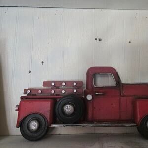 Red vintage truck wall art